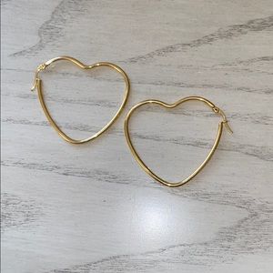 Heart shape GOLD hoop earrings
